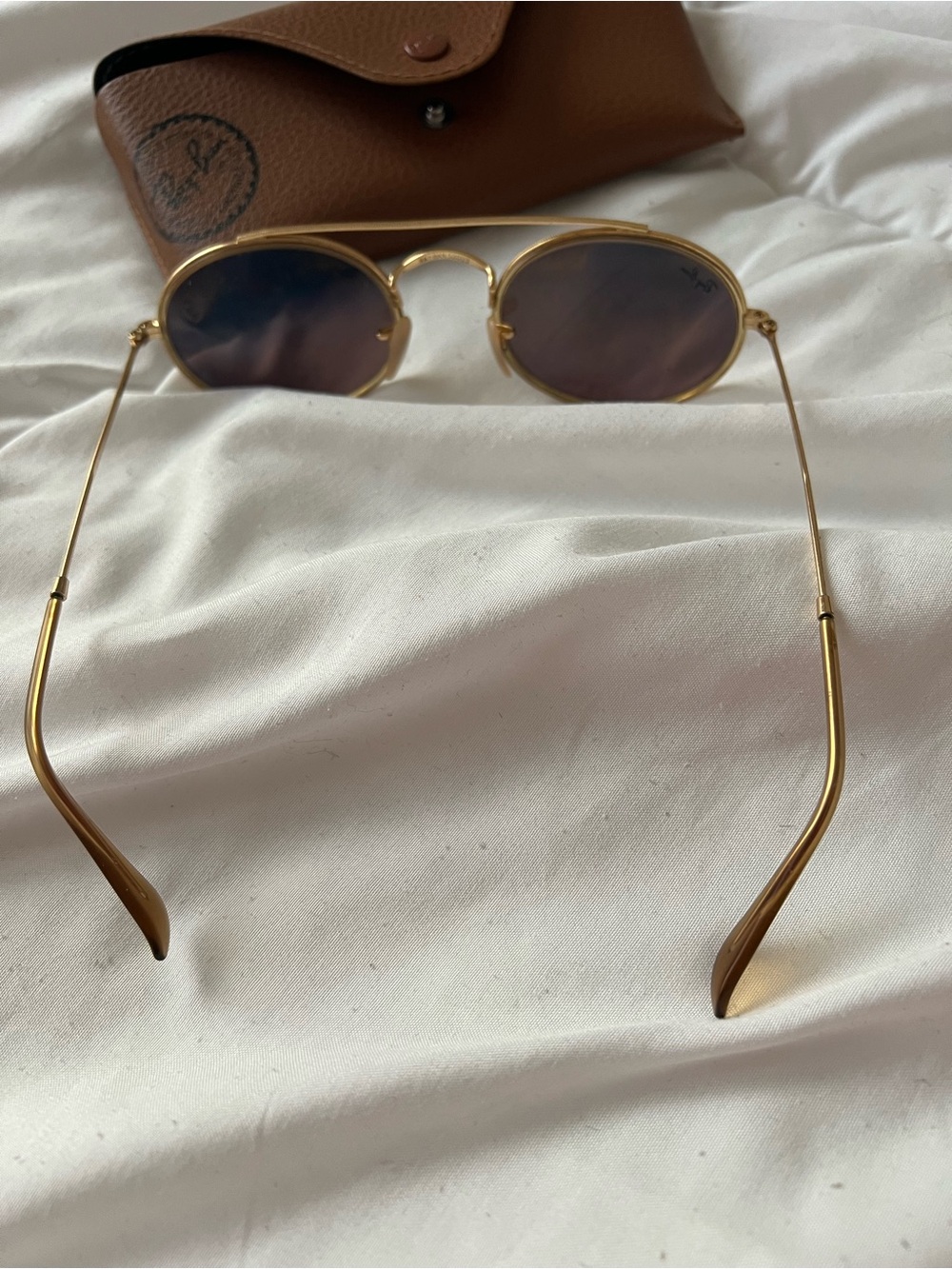 Ray-Ban Gold Frame Brown Lens Oval Sunglasses with Brown Case - Picture 4 of 6